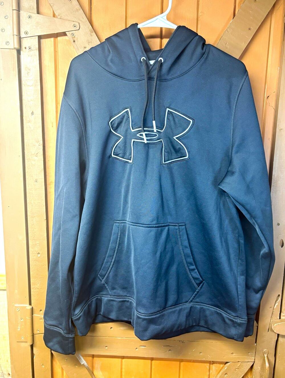 Under Armour Storm Hoodie Men’s Large Black Big Logo Loose Fit Pullover